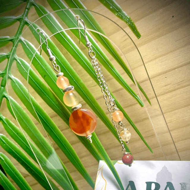 Boucles FARO Cornaline, Citrine chauffée et Jaspe Rouge