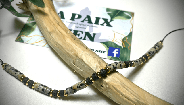 Bracelet Sunny Jaspe Dalmatien et Pierre de Lave