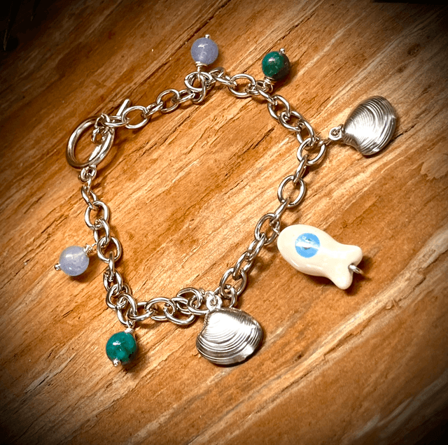 Bracelet Breloque Apatite -Aiguë Marine 