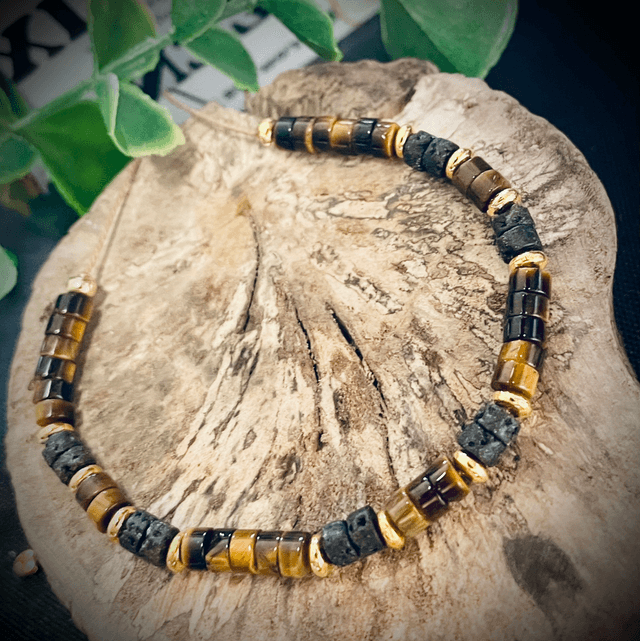 Bracelet Sunny Œil du Tigre et Pierre de Lave